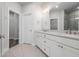 Double vanity bathroom with quartz countertops at 860 Constellation Dr, Decatur, GA 30033