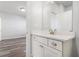 Bathroom with white vanity and quartz countertop at 860 Constellation Dr, Decatur, GA 30033