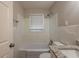 Updated bathroom, granite vanity, and bathtub shower at 29 Oak Sw Dr, Atlanta, GA 30354