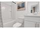 Simple bathroom with a tub and shower combo at 6075 Marigold Way, Atlanta, GA 30349
