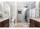Double vanity bathroom with large walk-in shower at 930 White St, Atlanta, GA 30310