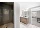 Basement bathroom with shower and modern vanity at 930 White St, Atlanta, GA 30310