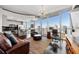 Modern living room with city views, leather furniture, and a workspace at 860 Peachtree Ne St # 2507, Atlanta, GA 30308