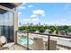 Spacious balcony boasts stunning city views and a seating area at 270 17Th Nw St # 809, Atlanta, GA 30363