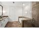 Elegant bathroom with granite countertops and large shower at 270 17Th Nw St # 809, Atlanta, GA 30363