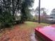 Backyard with large grassy area and red patio at 2621 Patrick Se Ct, Atlanta, GA 30317