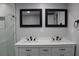 Basement bathroom with double vanity and modern fixtures at 2185 Fairfield St, Smyrna, GA 30080