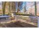 Wooden deck overlooking fenced backyard at 2605 Poplar Ln, Cumming, GA 30041