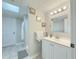 Basement bathroom with shower and vanity at 8791 Daerwater Dr, Winston, GA 30187