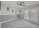 Dining area with gray walls and wood floors at 8791 Daerwater Dr, Winston, GA 30187