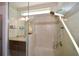 Large walk-in shower with glass enclosure and built-in seat at 314 Pepperwood Way, Canton, GA 30114