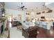 Open concept kitchen and living area with hardwood floors at 314 Pepperwood Way, Canton, GA 30114