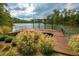 Peaceful lakefront dock with pergola and surrounding landscaping at 314 Pepperwood Way, Canton, GA 30114