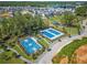 Aerial view of community tennis and basketball courts at 130 Rolison Way, Fayetteville, GA 30214