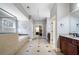 Bathroom with tub, shower, vanity, and tile flooring at 183 Applewood Ln, Acworth, GA 30101