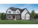 Two-story white brick home with dark trim, landscaping, and a two-car garage at 7170 Pond View Dr, Cumming, GA 30028