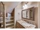 Bathroom with granite vanity, large mirror, and walk-in shower at 922 Little Darby Ln, Suwanee, GA 30024