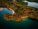 Aerial view of a wooded area with a secluded beach at 4910 Crestline View Rd, Cumming, GA 30028