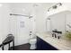 Renovated bathroom features stylish fixtures, modern vanity with marble countertop and tiled shower at 2277 Peachtree Ne Rd # 405, Atlanta, GA 30309
