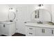 Bright bathroom with marble countertop vanities, and modern fixtures at 2277 Peachtree Ne Rd # 405, Atlanta, GA 30309