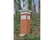 Stone and brick pillar marks an entrance to Morningside Lenox Park amidst a natural setting with ivy at 1598 W Sussex Rd, Atlanta, GA 30306