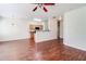 Open kitchen with dark countertops and wood cabinets at 53 Providence Oak Ct, Lawrenceville, GA 30046