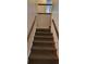 Carpeted stairs with wooden railing leading to the upper level at 1294 Dogwood Rd, Snellville, GA 30078