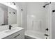 Clean bathroom with white vanity and tub shower at 2192 Spink St, Atlanta, GA 30318