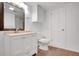 Clean basement bathroom with white vanity, beige countertop and a shower at 2530 Ashbourne Dr, Lawrenceville, GA 30043