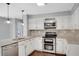 Modern kitchen with granite countertops, stainless steel appliances, and white cabinetry at 2530 Ashbourne Dr, Lawrenceville, GA 30043