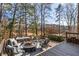 Deck with fire pit and wooded views at 571 Glen Eagles Se Cir, Marietta, GA 30067