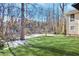 Private backyard with a partially snow-covered lawn at 6828 Lockridge Dr, Atlanta, GA 30360