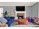 Stone fireplace in living room with tv above at 300 Orchard Dr, Temple, GA 30179