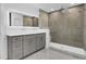 Elegant bathroom with double vanity and large shower at 350 Jayne Ellen Way, Alpharetta, GA 30009