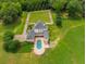 Aerial view of home with pool and expansive lawn at 833 Hines Rd, Moreland, GA 30259