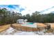 Aerial view of a backyard pool with a fence and pool house at 3246 E 5 E Hwy, Carrollton, GA 30116