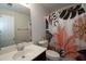 Modern bathroom featuring a stylish vanity and a patterned shower curtain at 2353 Maplewood Se Ct # 25, Atlanta, GA 30339