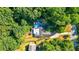 Aerial view showing house, pool, and surrounding trees at 4692 Yeager Rd, Douglasville, GA 30135