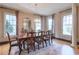 Bright dining room featuring hardwood floors, chandelier, and ample natural light at 1103 Ridenour Ct, Kennesaw, GA 30152