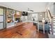 Spacious living room with hardwood floors, fireplace, and built-in shelving at 3228 Rosebud Rd, Loganville, GA 30052