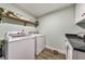 Convenient laundry room with washer, dryer, and extra shelving at 1810 Kinridge Rd, Marietta, GA 30062