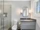 Modern bathroom with walk-in shower and stylish vanity at 595 Sherwood Ne Rd, Atlanta, GA 30324