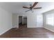 Bright living room, hardwood floors and access to laundry at 3110 Mcafee Rd, Decatur, GA 30032