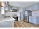 Modern kitchen with stainless steel appliances and light blue cabinets at 4593 Bexley Way, Stone Mountain, GA 30083