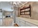 White built-in cabinets and open shelving in dining area at 6 Westchester Sq, Decatur, GA 30030