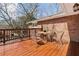 View of a round wood table with chairs on a covered deck, great for outdoor relaxation at 3660 Hickory Se Cir, Smyrna, GA 30080
