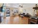 Comfortable living room showcasing hardwood floors and a view to the outside deck at 3660 Hickory Se Cir, Smyrna, GA 30080