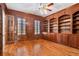 Spacious library with hardwood floors and built-in bookshelves at 4720 Cliffside Ct, Marietta, GA 30067