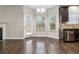 Bright breakfast area with hardwood floors and access to deck at 654 Ocean Ave, Canton, GA 30114