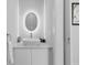 Modern bathroom with white vanity, vessel sink, and marble tile at 85 Boulevard Ne, Atlanta, GA 30312